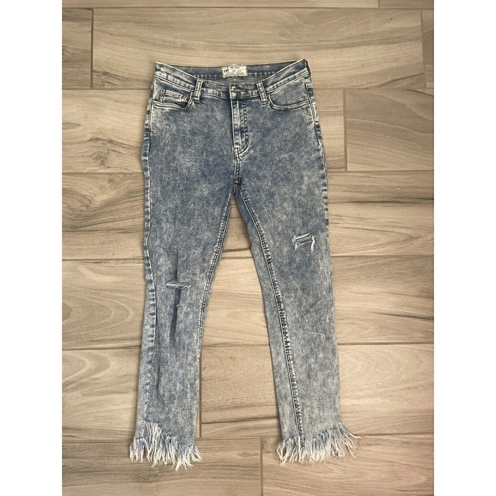 Free People Jeans Womens Size 27 Distressed Stretch Skinny Medium  Wash